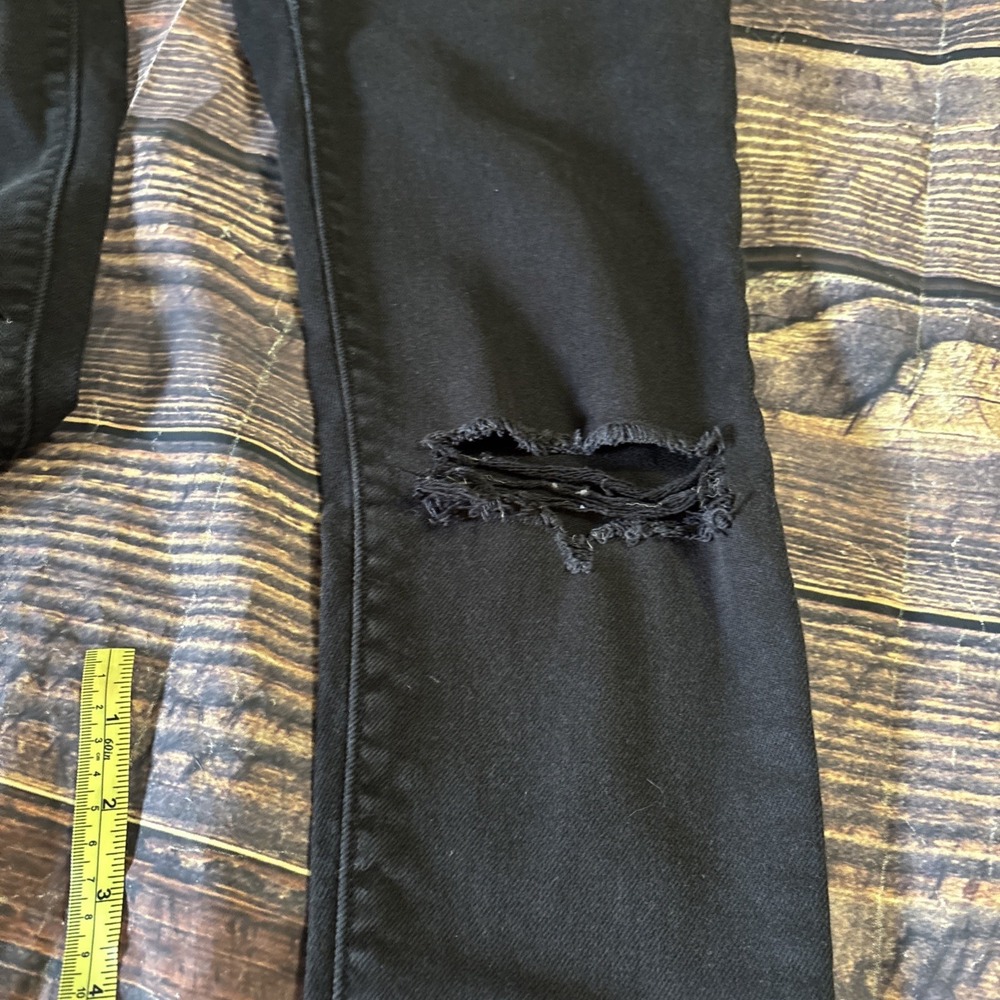 Levis Jeans Womens 25 Black Denim Wedgie Skinny High Rise Button Fly Distressed - Picture 9 of 13